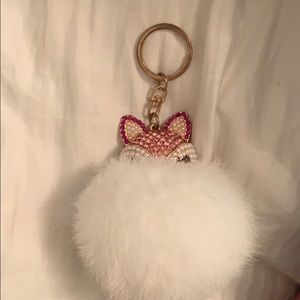 Cute fox Pom Pom keychain